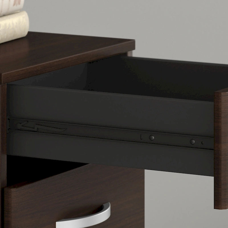 3 Drawer Mobile File Cabinet with Lock Modern Hickory Wood Finish Rolling