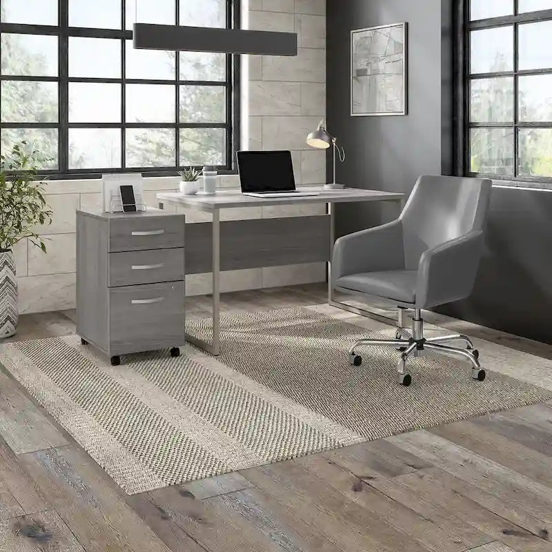 3 Drawer Mobile File Cabinet with Lock Modern Hickory Wood Finish Rolling