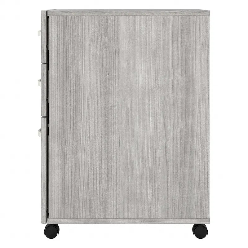 3 Drawer Mobile File Cabinet with Lock Modern Hickory Wood Finish Rolling