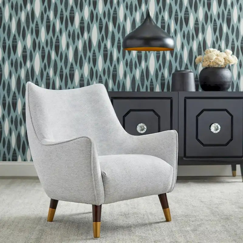 Chaise d'appoint Scoop Back Mid-Century Modern avec pieds en noyer, gris clair ou vert émeraude