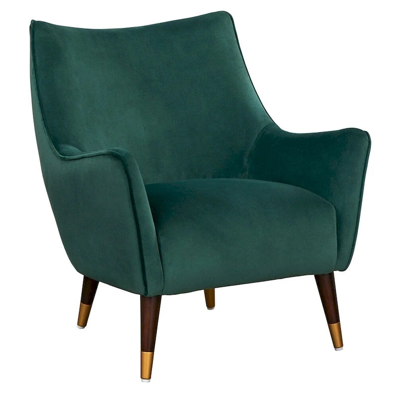 Chaise d'appoint Scoop Back Mid-Century Modern avec pieds en noyer, gris clair ou vert émeraude