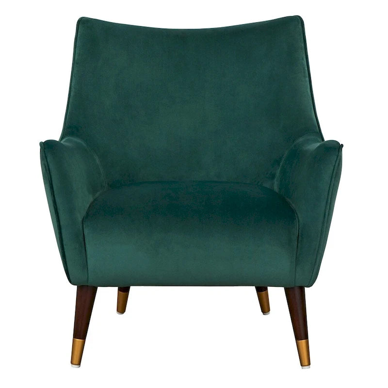 Chaise d'appoint Scoop Back Mid-Century Modern avec pieds en noyer, gris clair ou vert émeraude