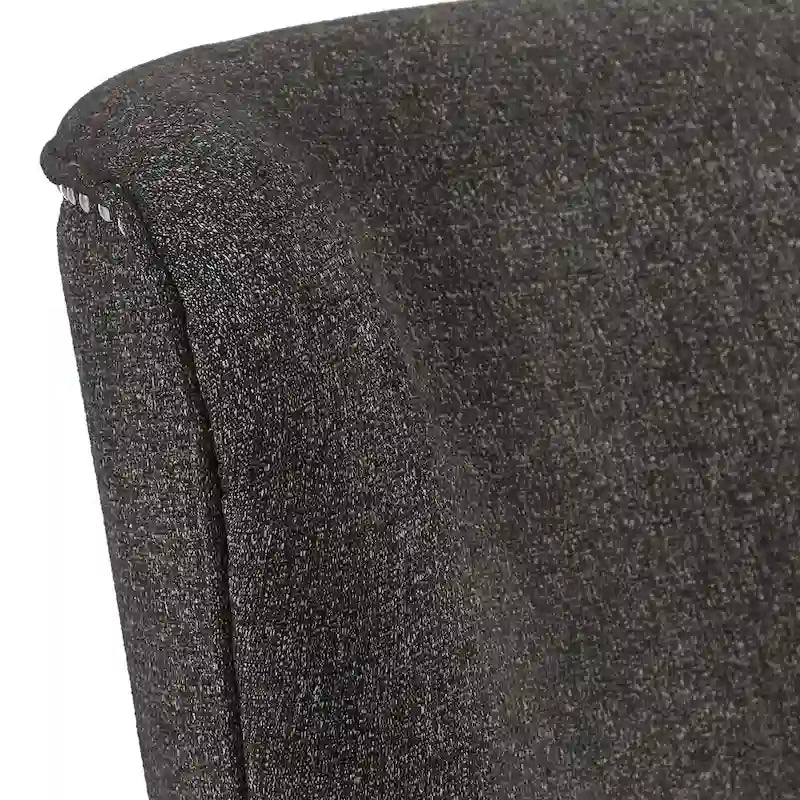 Fauteuil d'appoint dossier haut à oreilles avec clous en lin beige