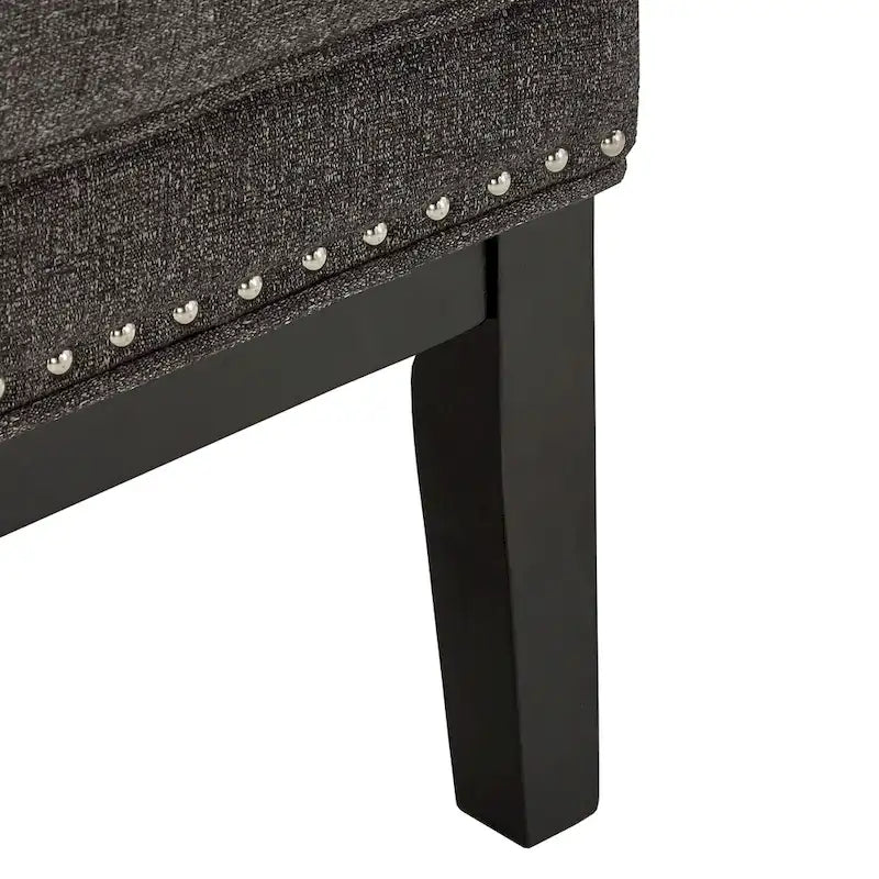 Fauteuil d'appoint dossier haut à oreilles avec clous en lin beige