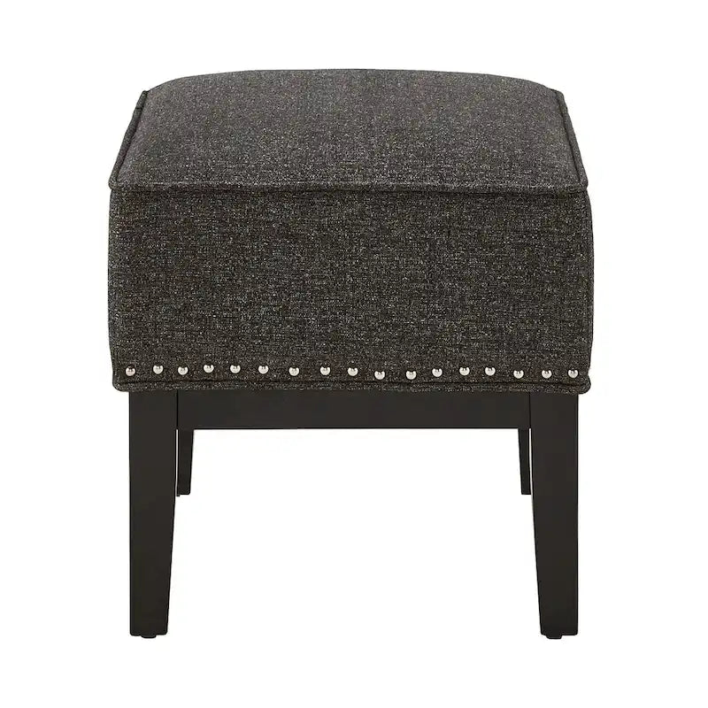 Fauteuil d'appoint dossier haut à oreilles avec clous en lin beige