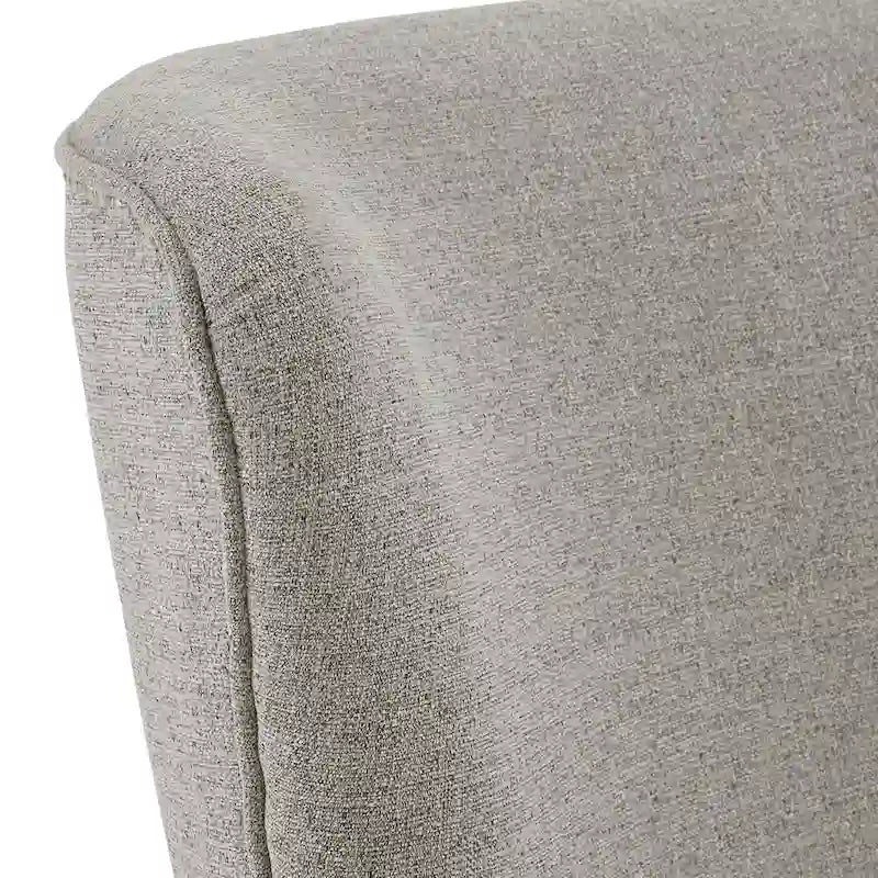 Fauteuil d'appoint dossier haut à oreilles avec clous en lin beige