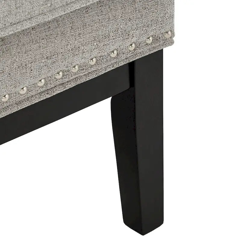 Fauteuil d'appoint dossier haut à oreilles avec clous en lin beige