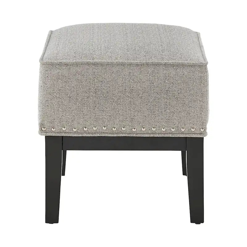 Fauteuil d'appoint dossier haut à oreilles avec clous en lin beige