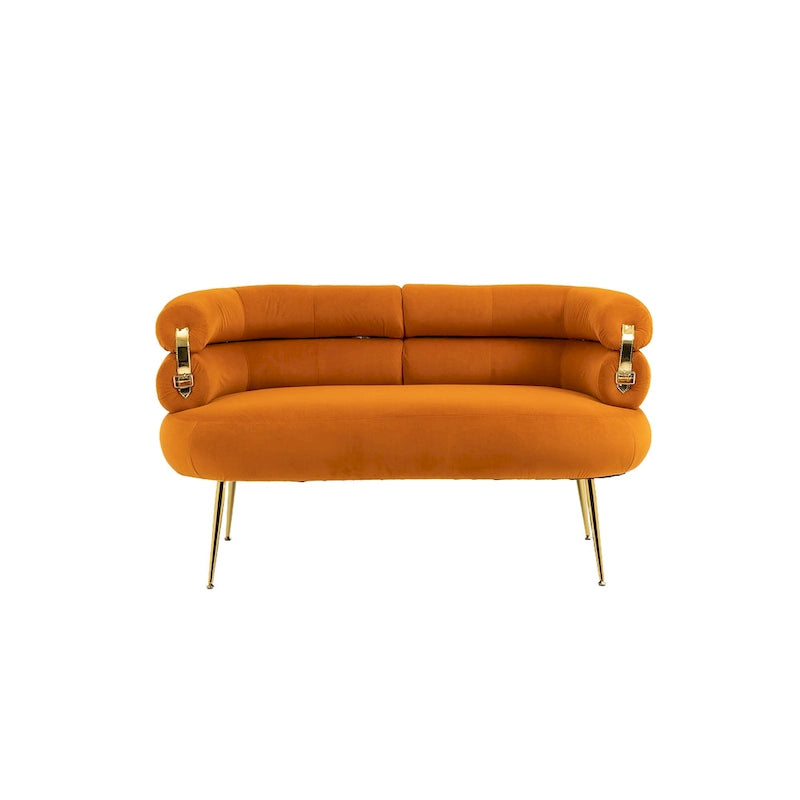 Causeuse moderne en velours avec pieds en métal doré