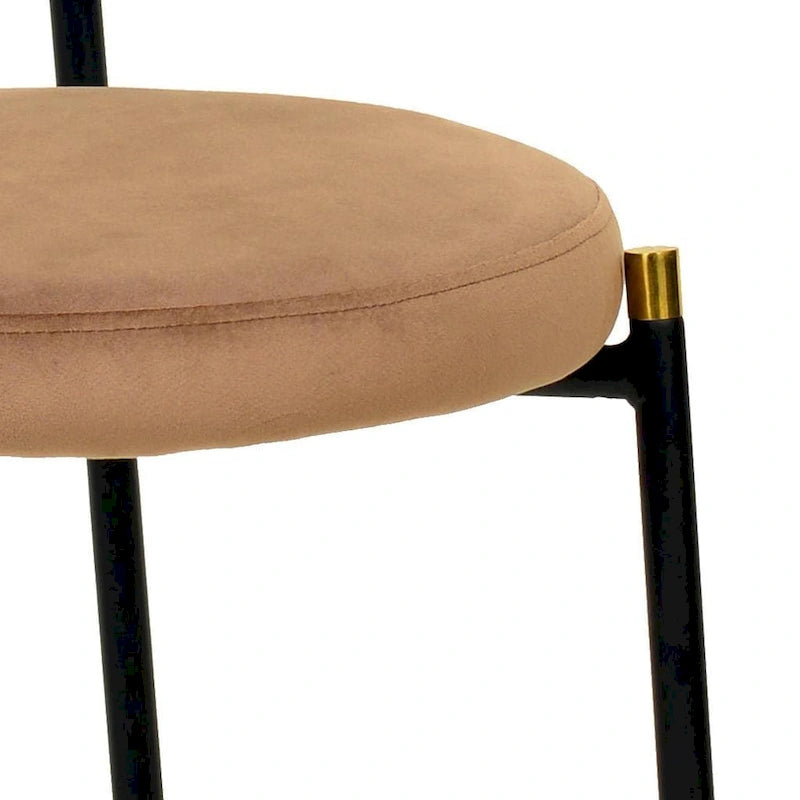 Chaise de salle à manger moderne en velours avec dossier en rotin tressé et piétement en acier à embouts dorés
