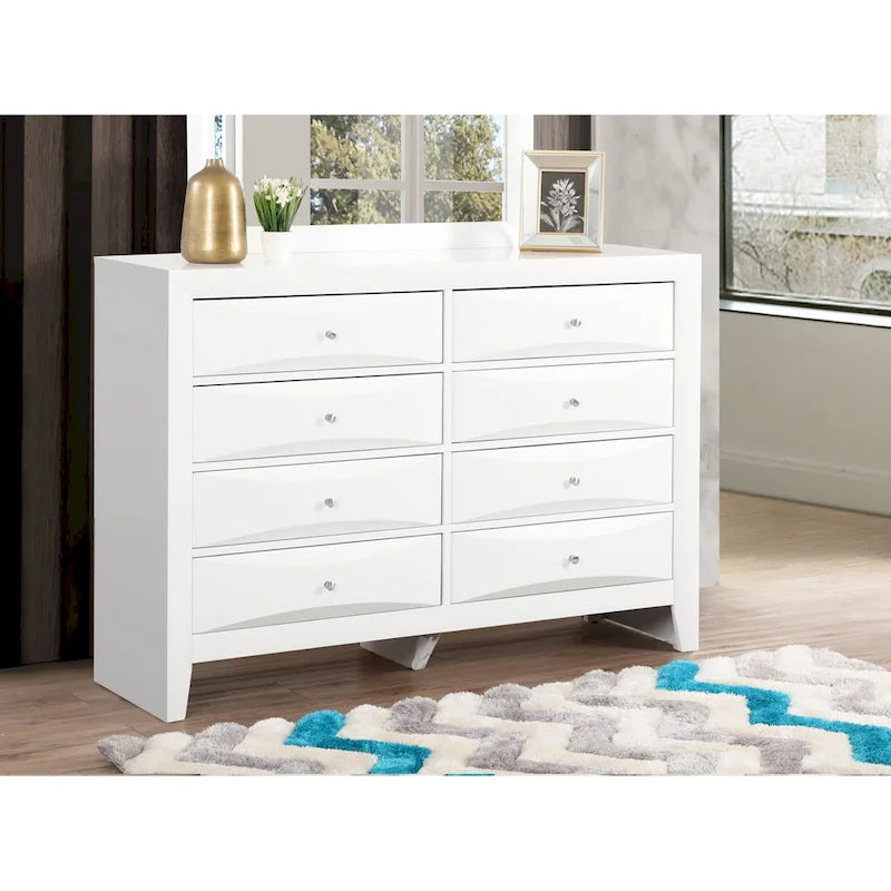 Commode de chambre 8 tiroirs en bois massif avec glissières métalliques Plusieurs coloris disponibles