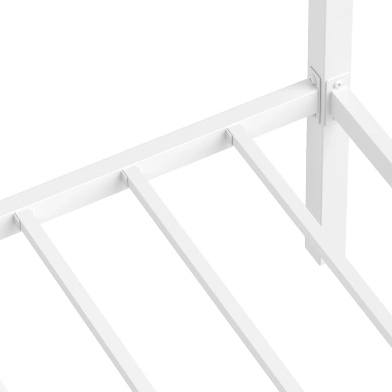 Cadre de lit plateforme baldaquin en métal, finition blanc mat, taille King