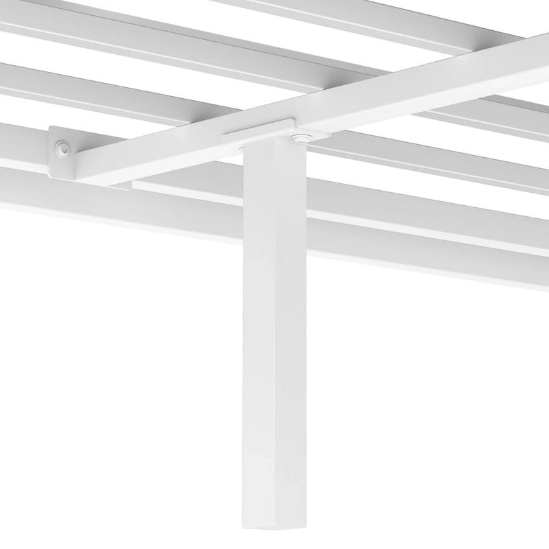 Cadre de lit plateforme baldaquin en métal, finition blanc mat, taille King