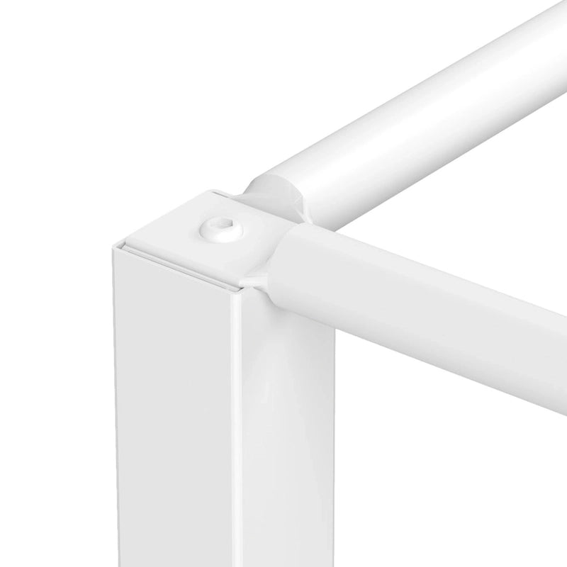 Cadre de lit plateforme baldaquin en métal, finition blanc mat, taille King