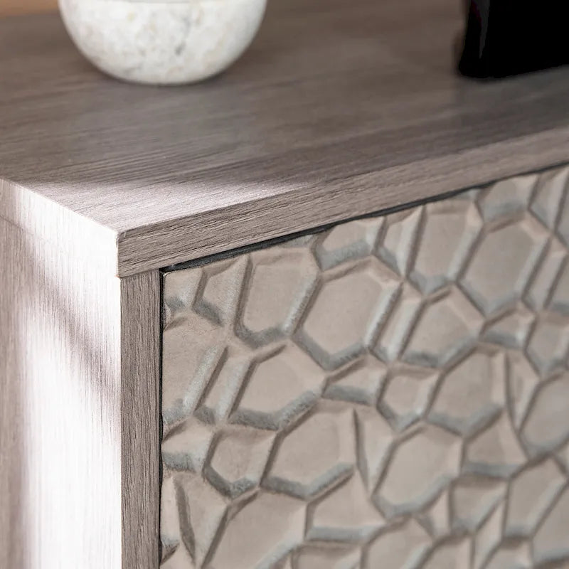 Meuble TV de cheminée électrique en bois gris avec placards de rangement