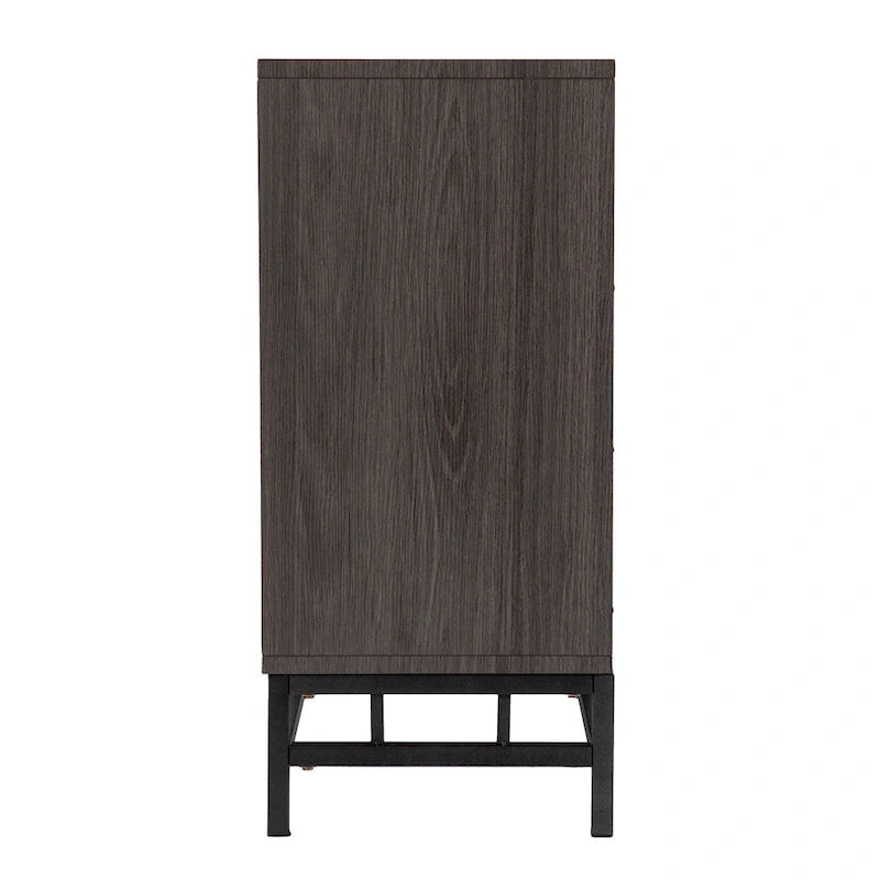Meuble TV de cheminée électrique en bois gris avec placards de rangement