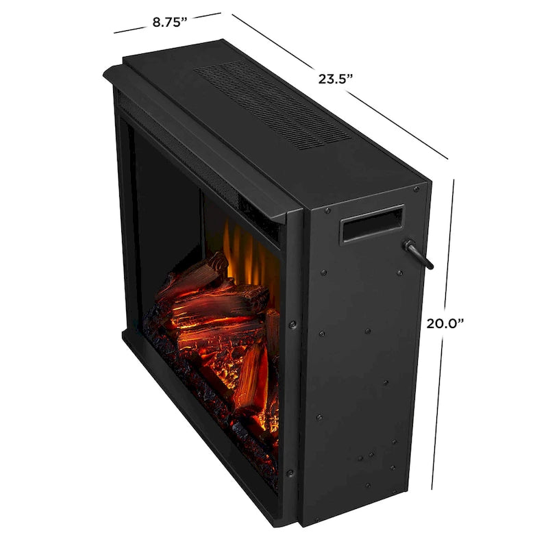 Meuble TV d'angle avec foyer électrique, portes en verre et étagères réglables, gris