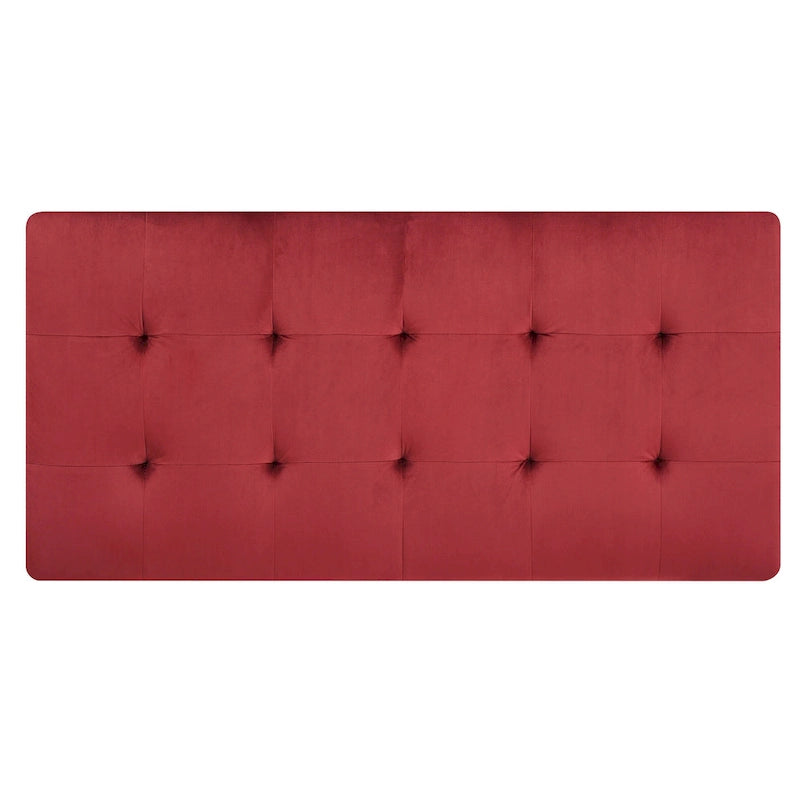 Pouf ottoman en velours tufté oversize avec clous décoratifs et pieds chromés