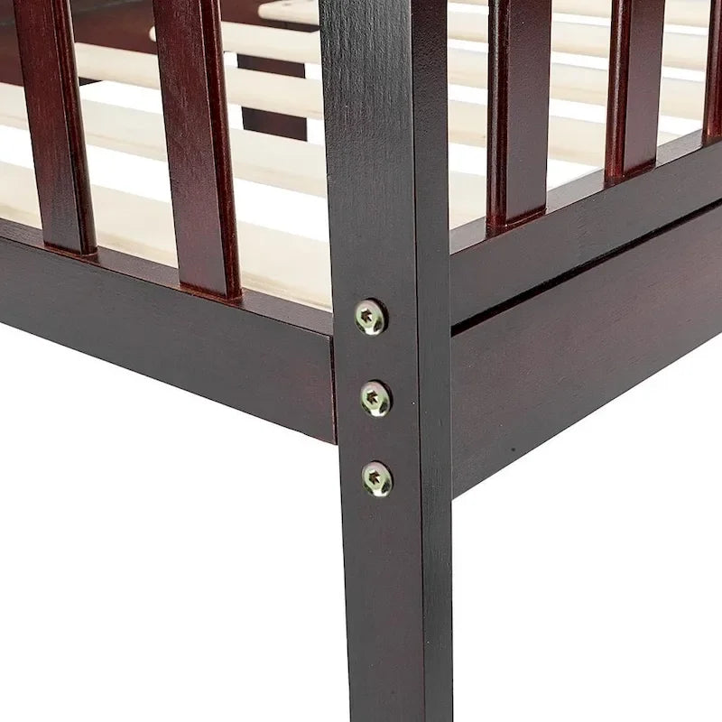 Lit de tout-petit en bois massif avec double barrière de sécurité Fini brun blanc gris