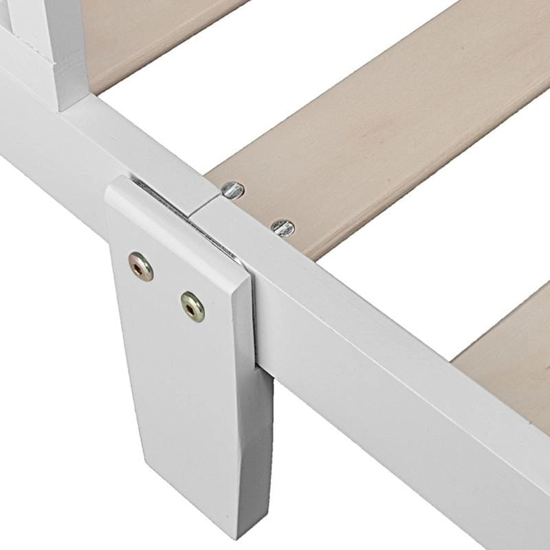 Lit de tout-petit en bois massif avec double barrière de sécurité Fini brun blanc gris