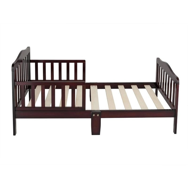 Lit de tout-petit en bois massif avec double barrière de sécurité Fini brun blanc gris