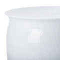 Tabouret de table rond en métal martelé blanc argenté, pièce d'accent artisanal