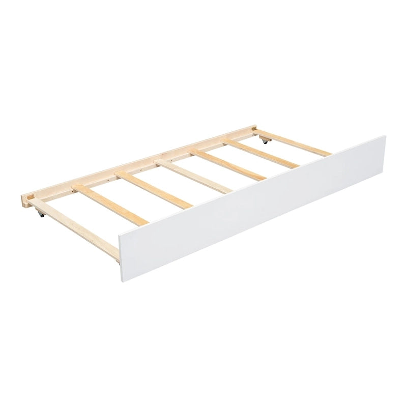 Lit de plancher en forme de tente, taille double, avec lit gigogne escamotable, en bois de pin naturel pour enfants