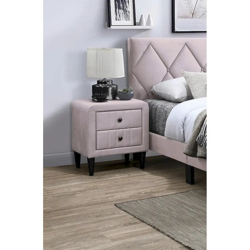 Table de chevet en velours avec 2 tiroirs Gris Rose Bleu Chambre à coucher