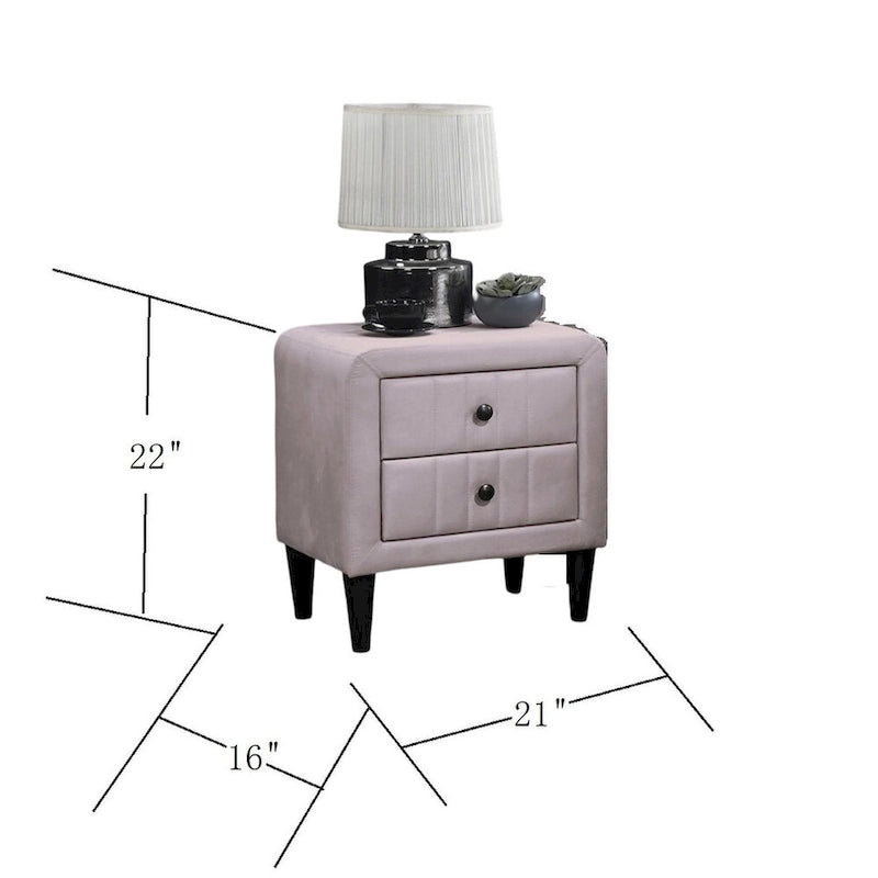 Table de chevet en velours avec 2 tiroirs Gris Rose Bleu Chambre à coucher