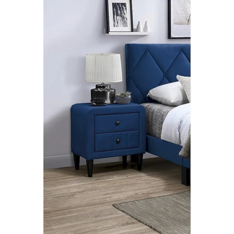 Table de chevet en velours avec 2 tiroirs Gris Rose Bleu Chambre à coucher