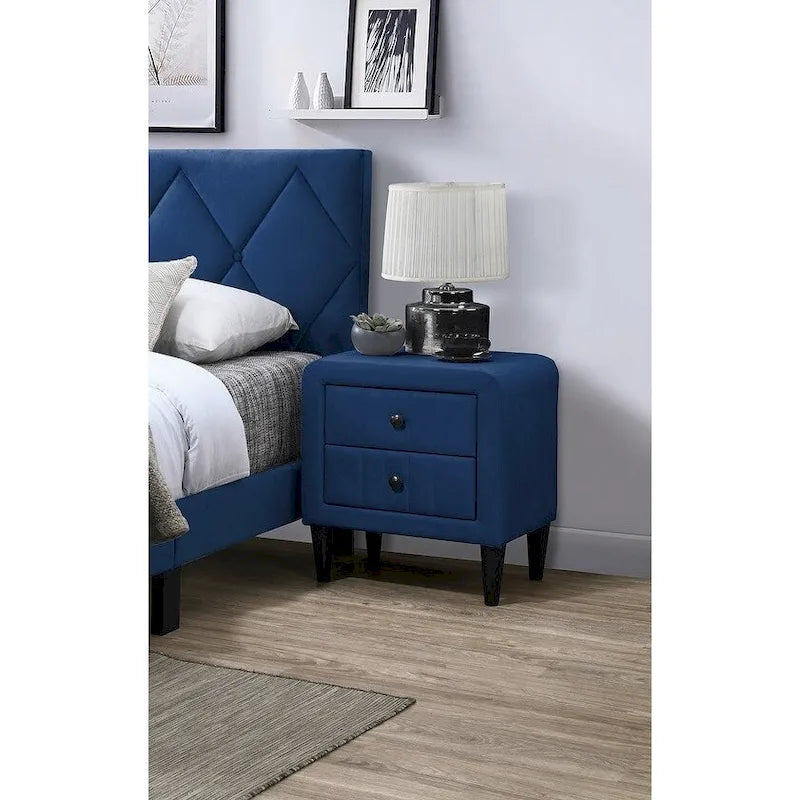 Table de chevet en velours avec 2 tiroirs Gris Rose Bleu Chambre à coucher