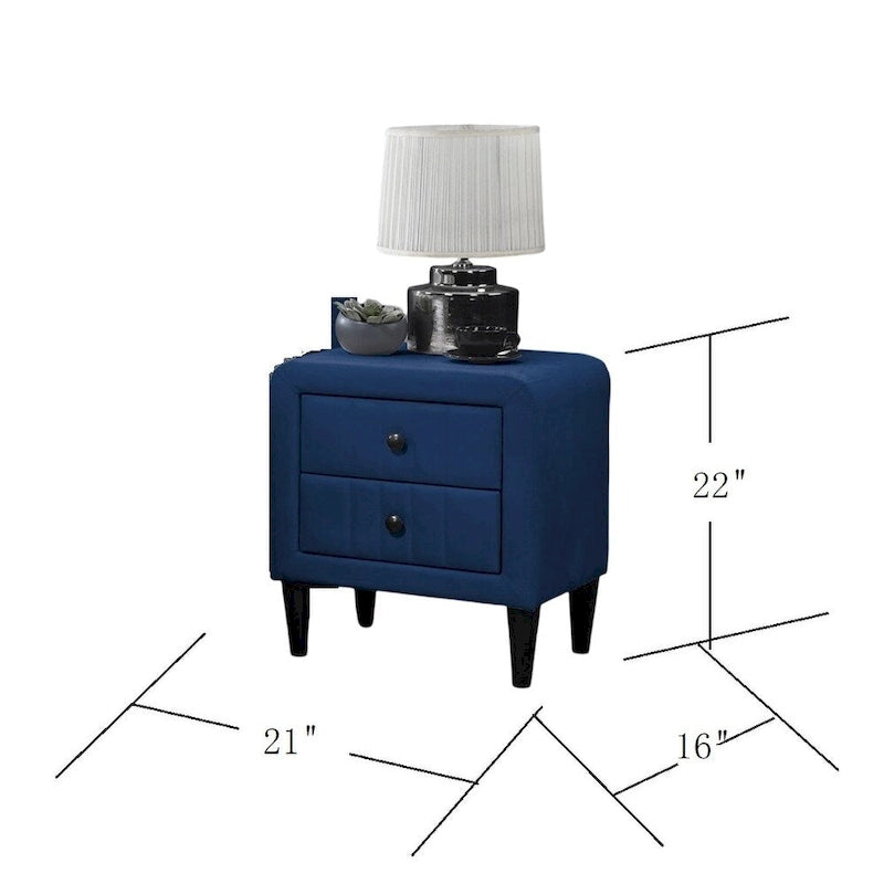 Table de chevet en velours avec 2 tiroirs Gris Rose Bleu Chambre à coucher