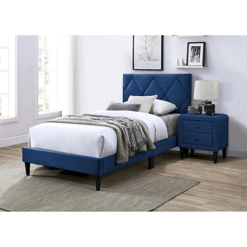 Table de chevet en velours avec 2 tiroirs Gris Rose Bleu Chambre à coucher