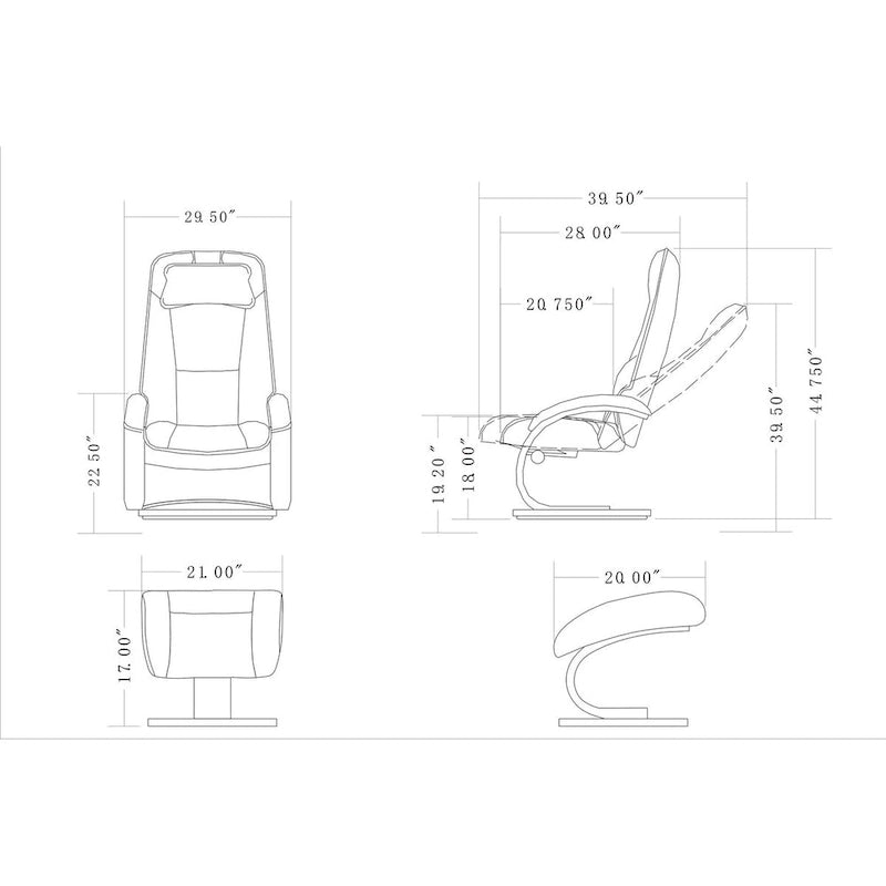 Fauteuil inclinable pivotant en cuir pleine fleur avec assise en mousse à mémoire de forme