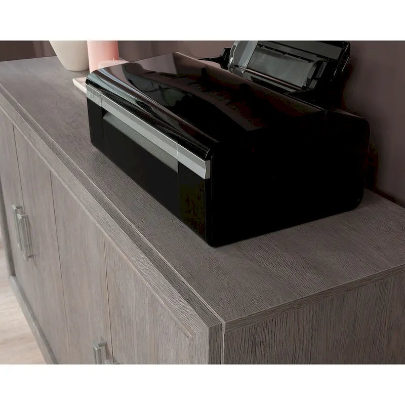 Meuble TV avec crédence en frêne diamanté de 60 pouces avec 4 portes et étagères réglables