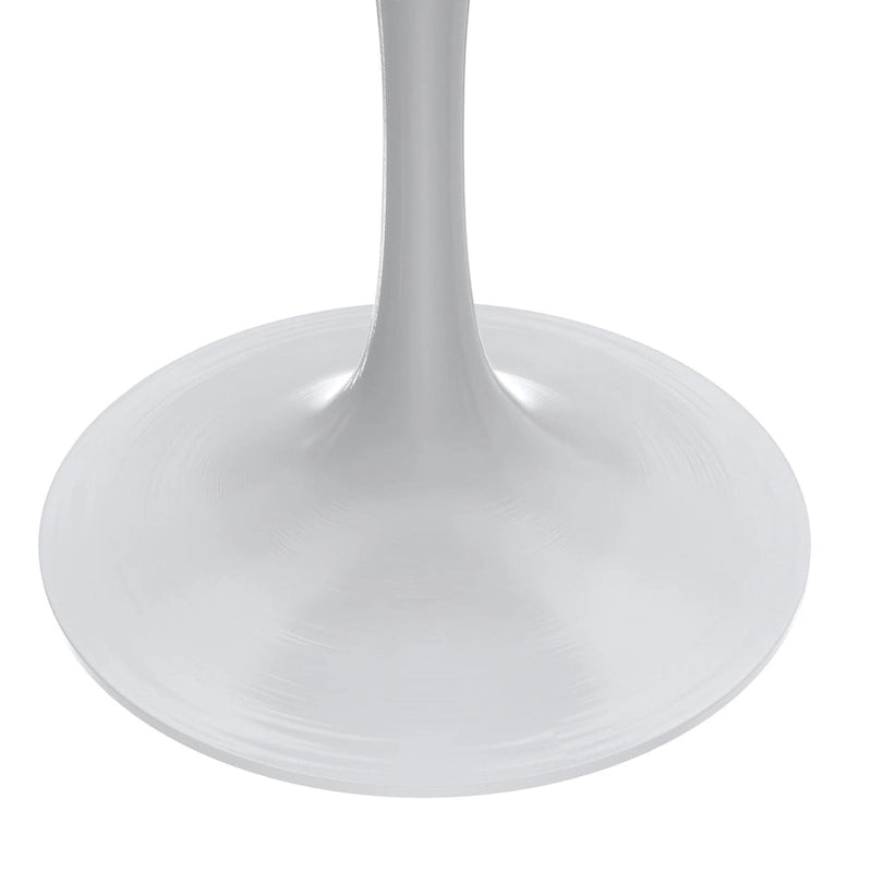 Table à manger ronde en résine avec pied central tulipe en acier blanc