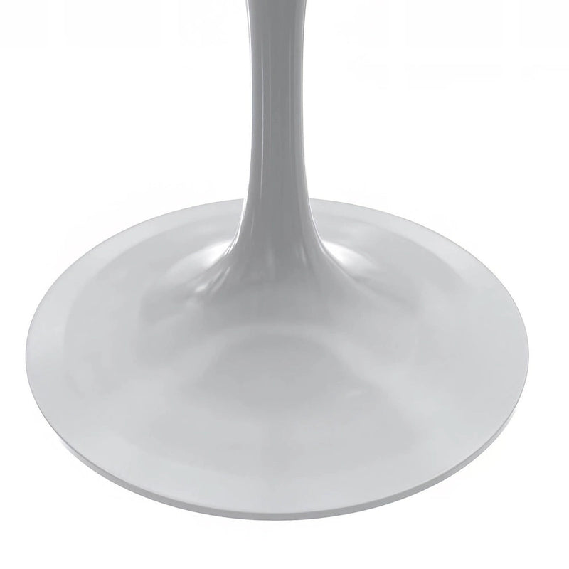 Table à manger ronde en résine avec pied central tulipe en acier blanc