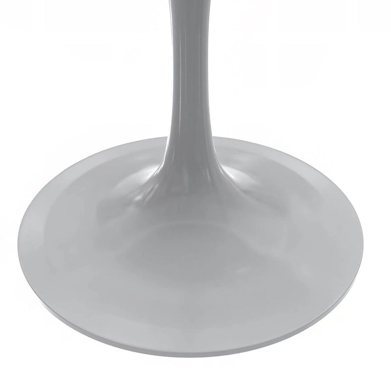 Table à manger ronde en résine avec pied central tulipe en acier blanc