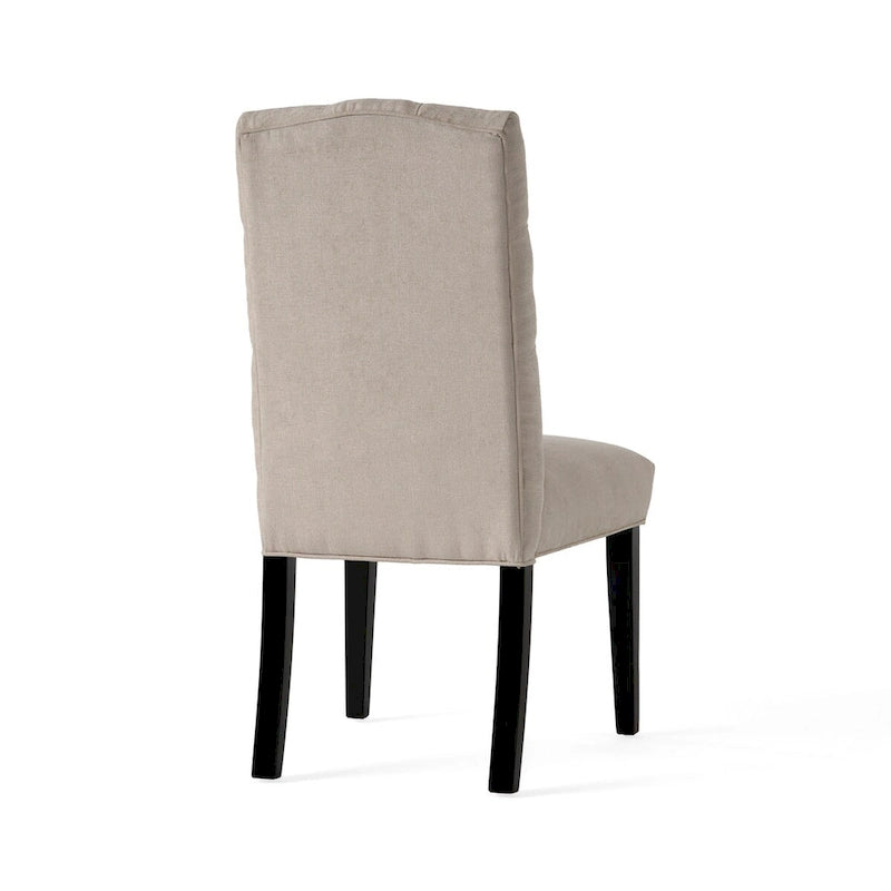 Chaise de salle à manger capitonnée avec dossier boutonné et pieds en bois foncé