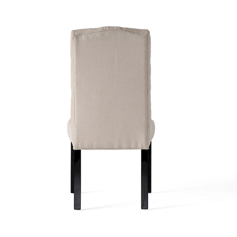 Chaise de salle à manger capitonnée avec dossier boutonné et pieds en bois foncé