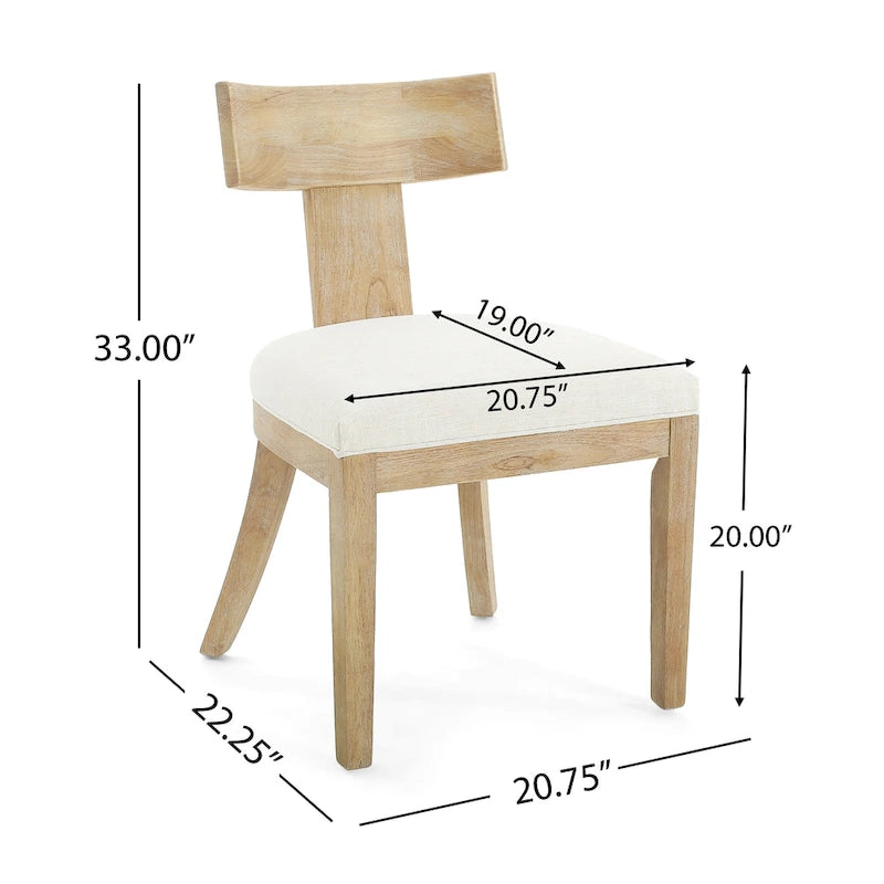 Chaise de salle à manger moderne incurvée en bois d'hévéa à lattes, dossier en tissu naturel