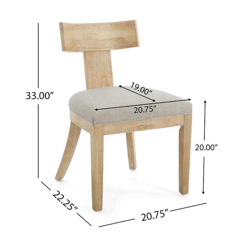 Chaise de salle à manger moderne incurvée en bois d'hévéa à lattes, dossier en tissu naturel