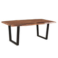 Table à manger en bois d'acacia massif avec pieds en métal noir Marron